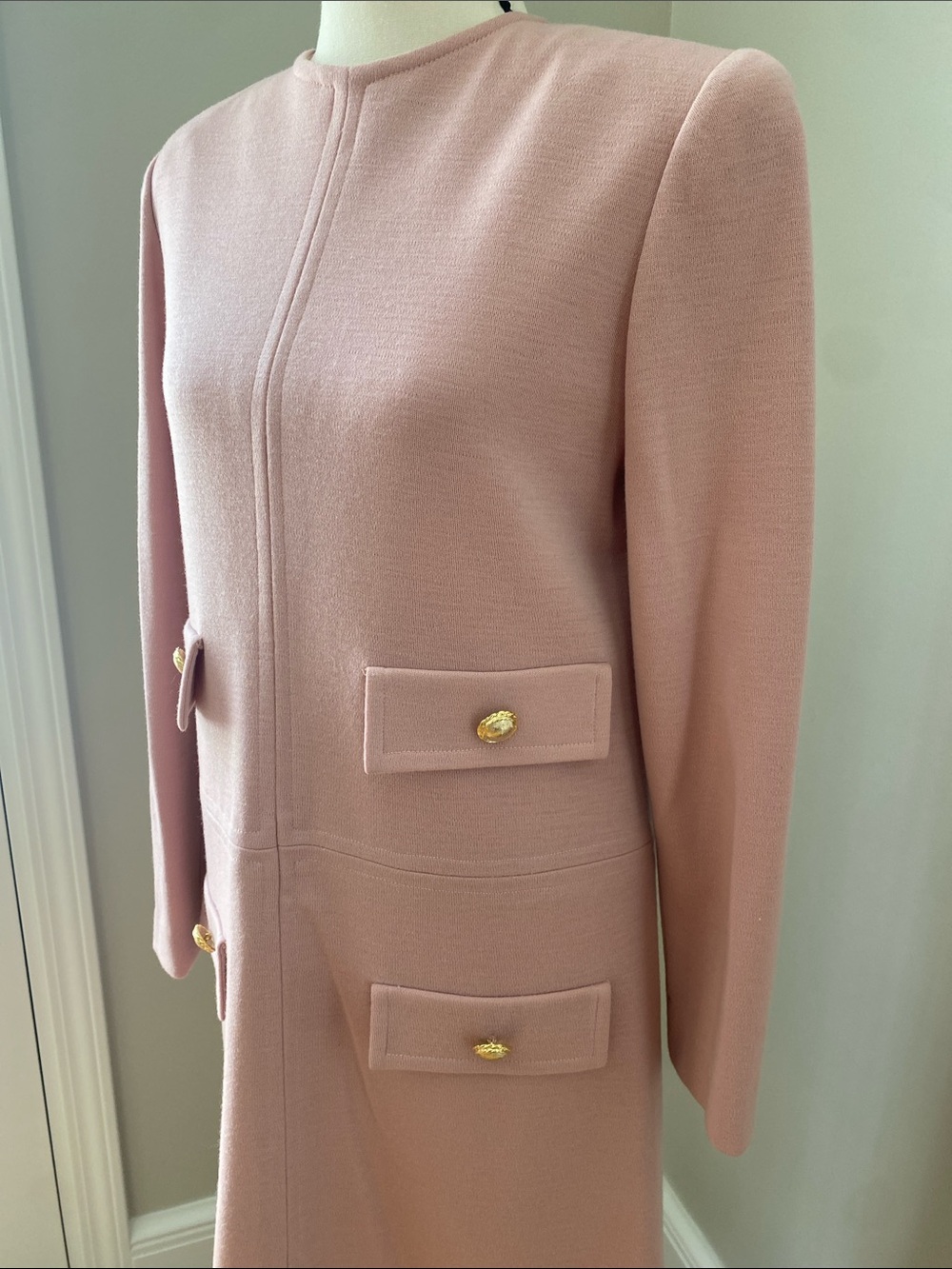 Vintage Helga powder pink Jackie O First Lady dress faux pocket size medium knit - Picture 4 of 16